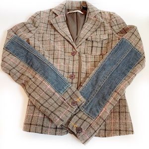 Buffalo David Bitton-Plaid & Denim Patch Blazer